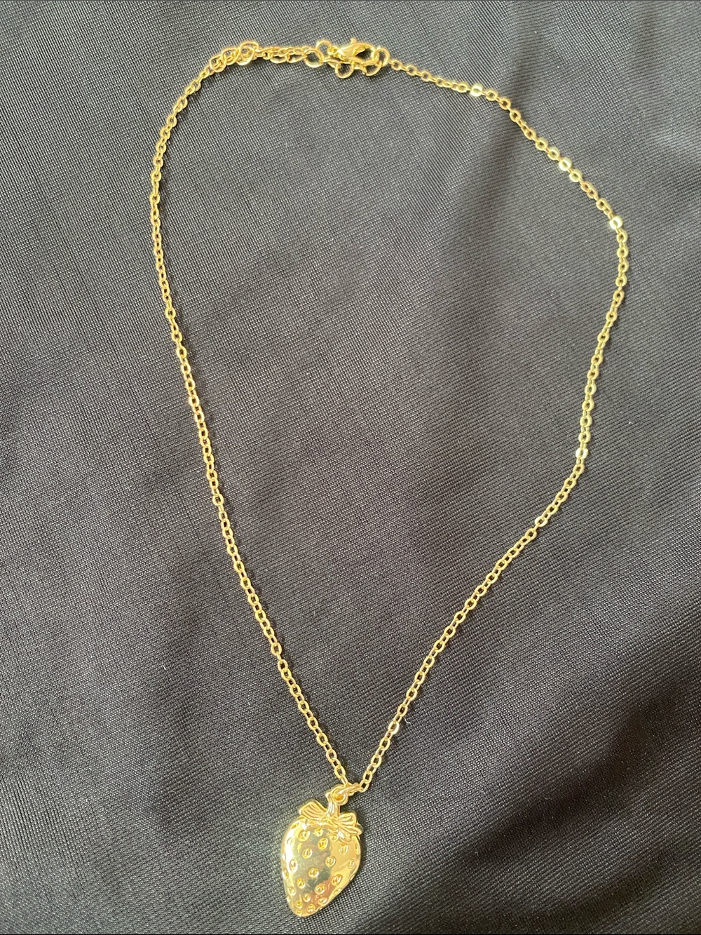 Gold Strawberry Pendant Necklace - kids/Women Jewelry